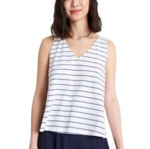 Kit and Ace Lovely Tank Women Small Blue White Stripe Pima Cotton